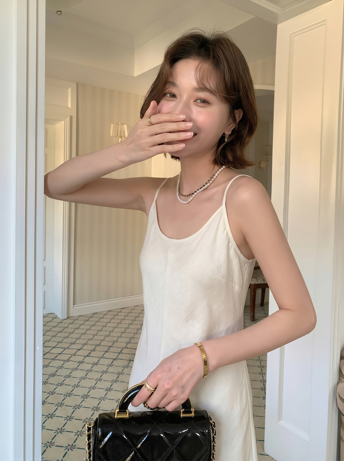 【dress】チョーカー付きロングキャミワンピース Q8823