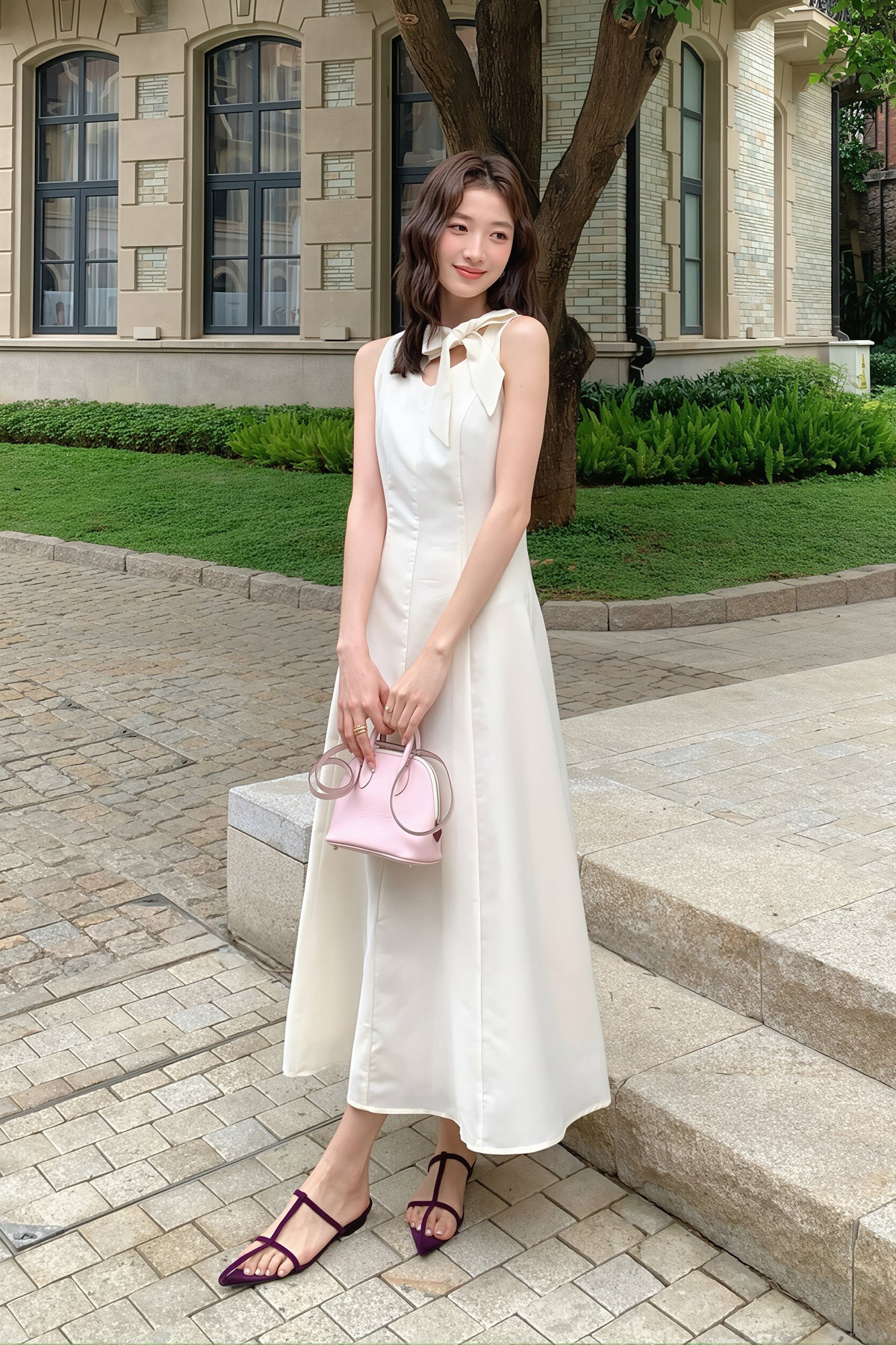 【dress】リボンロングワンピース Q8765