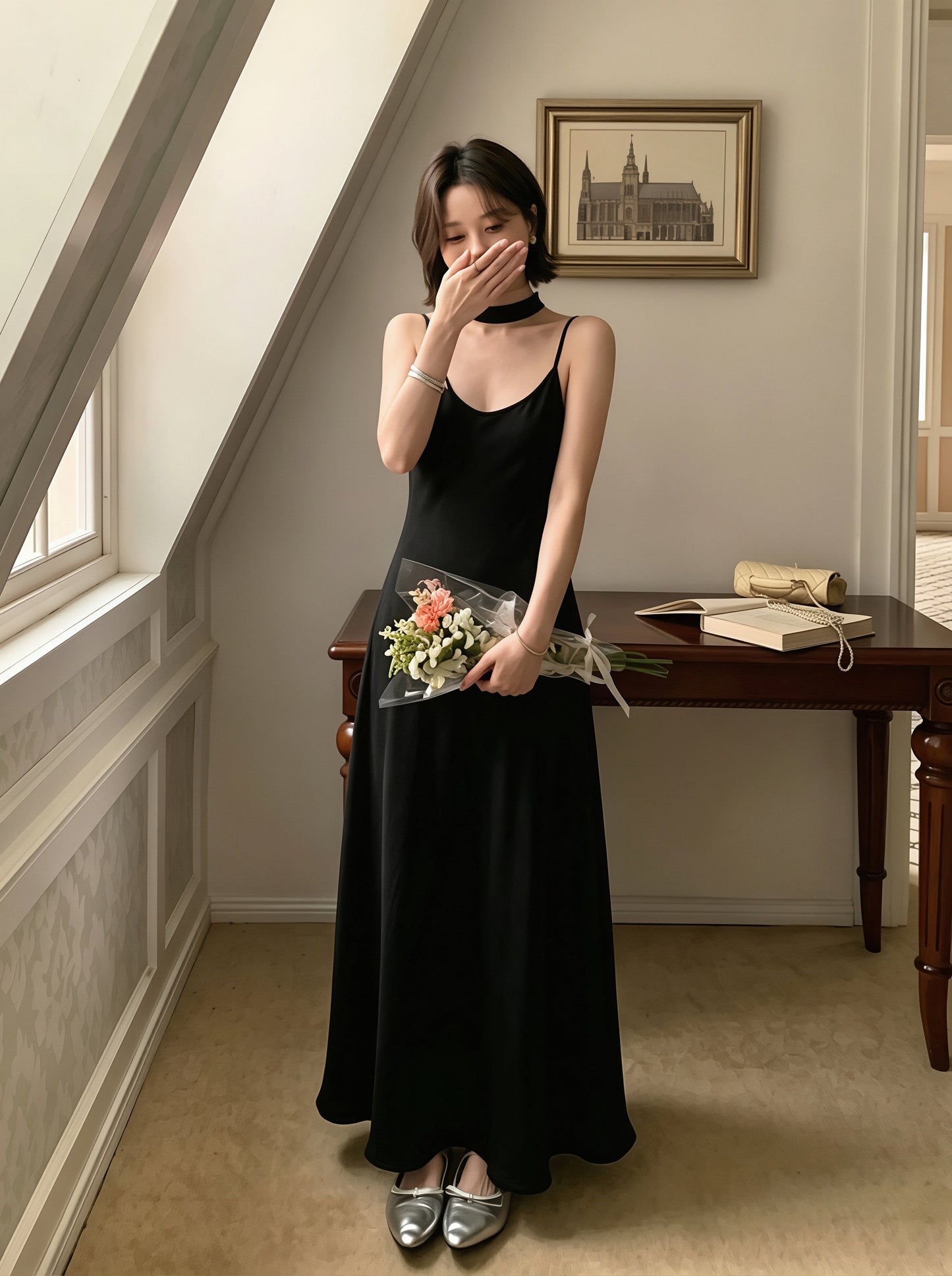 【dress】チョーカー付きロングキャミワンピース Q8823