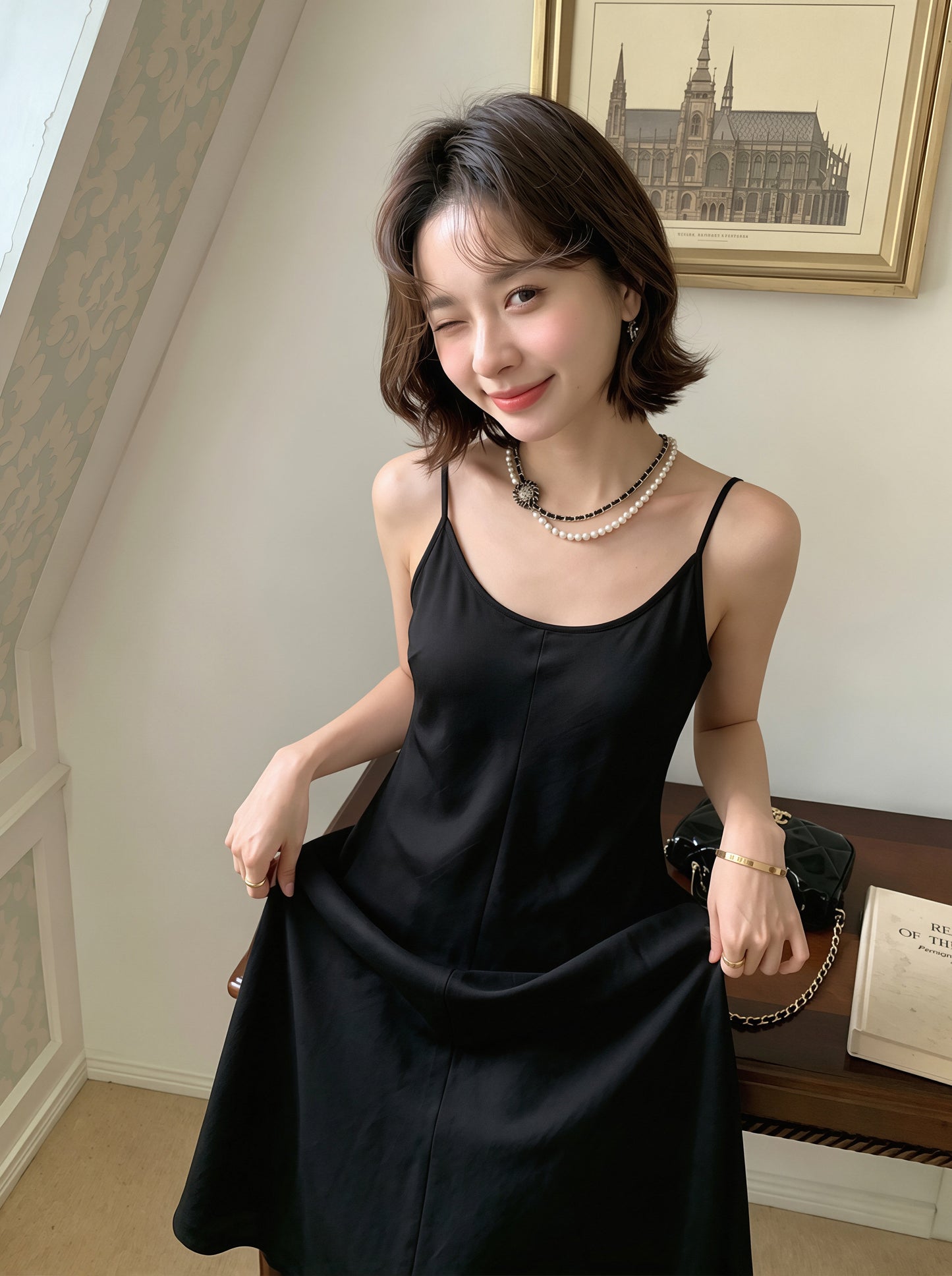 【dress】チョーカー付きロングキャミワンピース Q8823