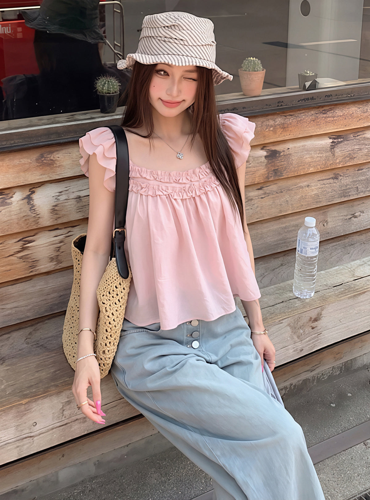 【tops】フラッタースリーブトップス Q8859