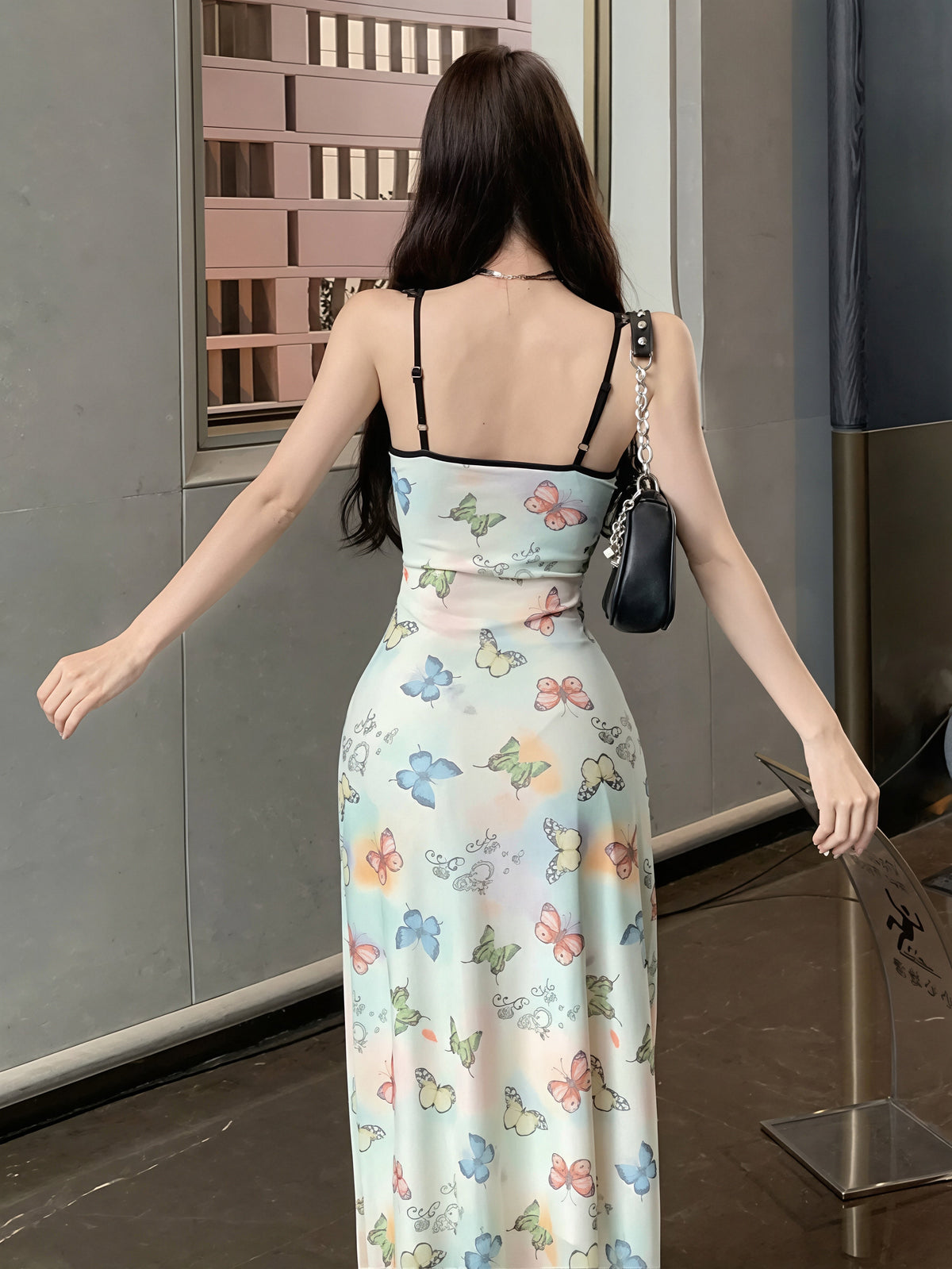 【dress】レースドッキングロングキャミワンピース Q8799