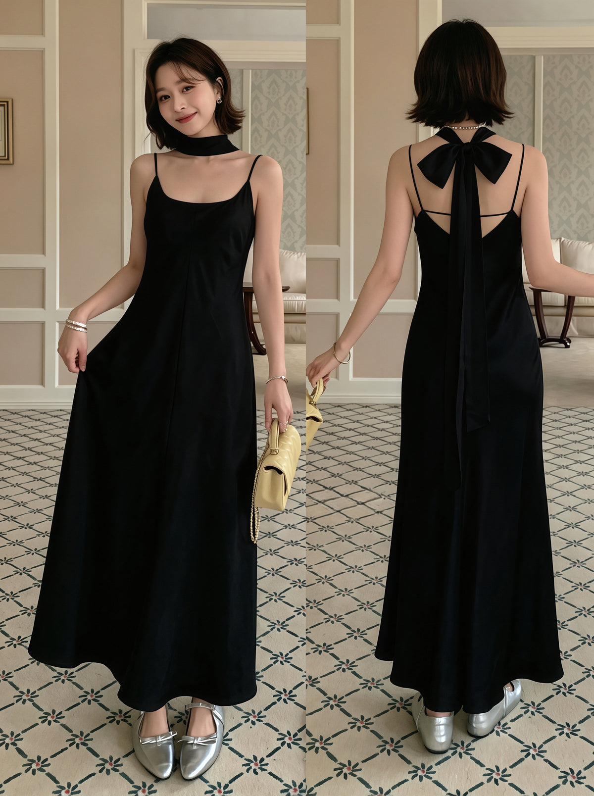 【dress】チョーカー付きロングキャミワンピース Q8823