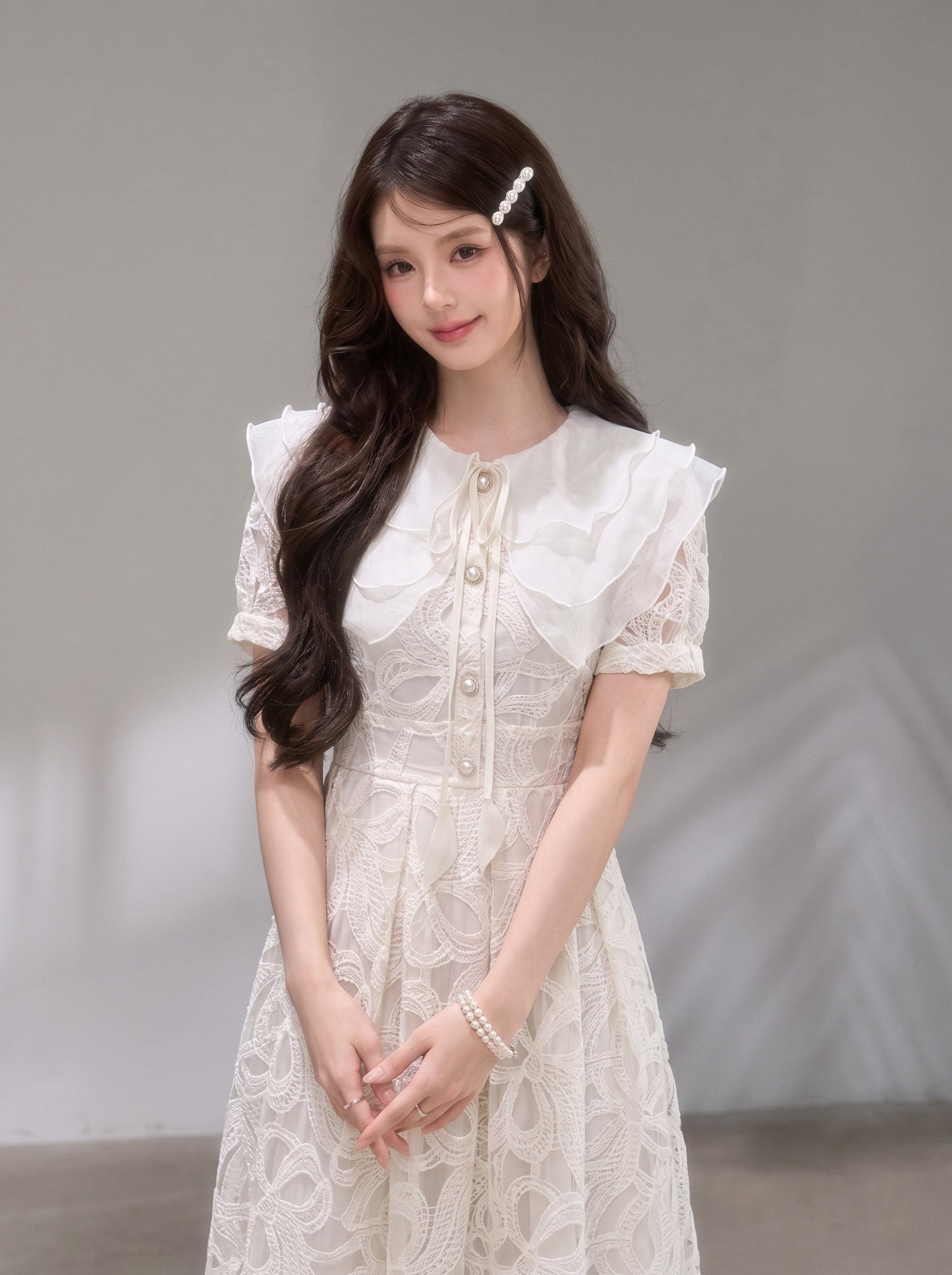 【dress】ラッフルカラーレースワンピース　N3709