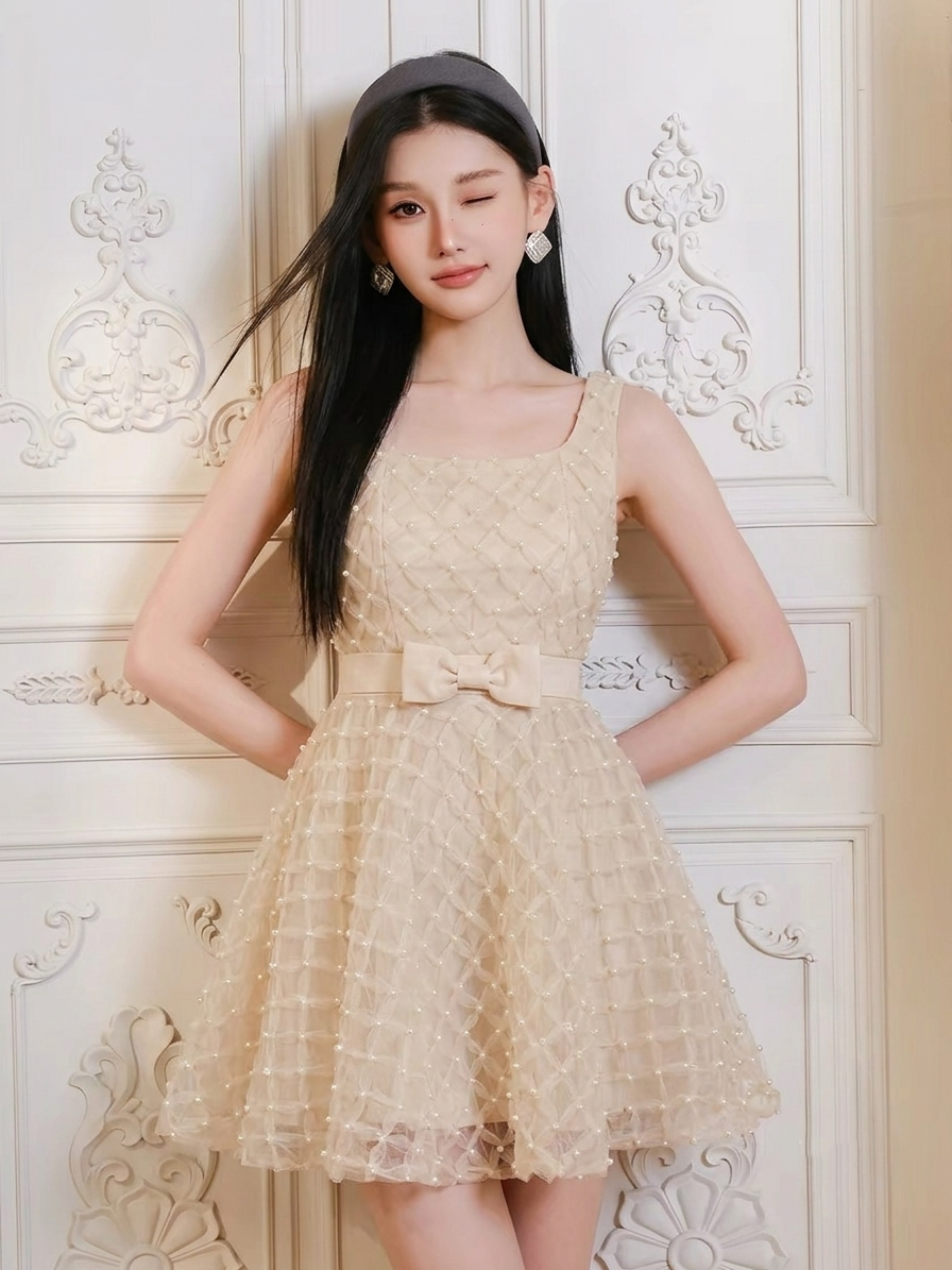【dress】パールチュールミニワンピース   N3742