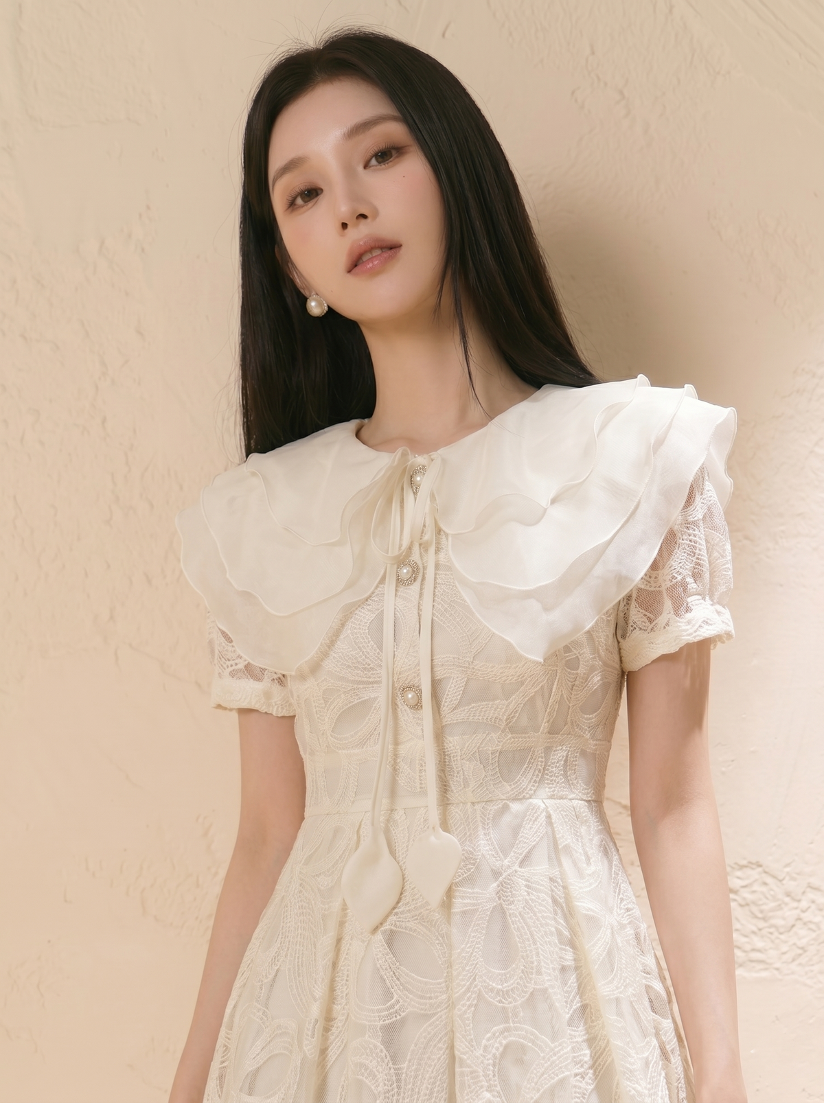 【dress】ラッフルカラーレースワンピース　N3709