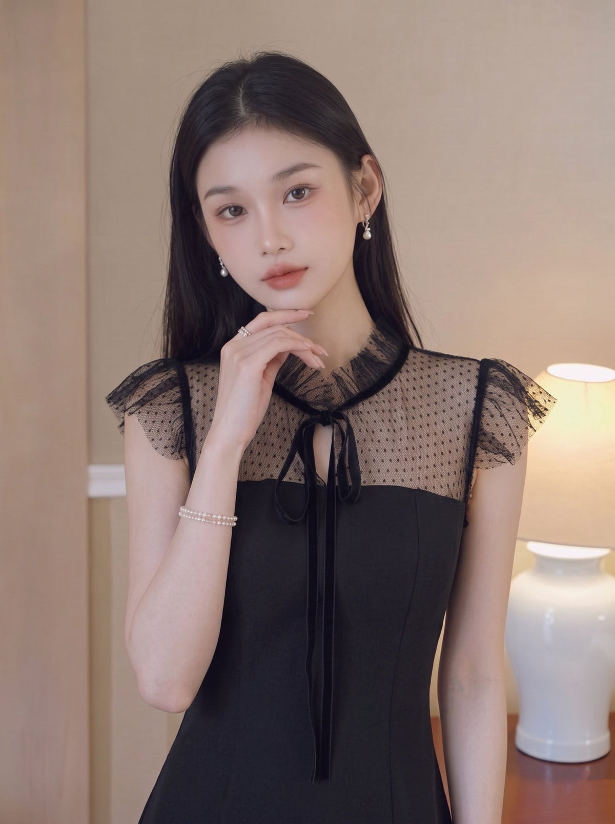 【dress】レースドッキングミニワンピース Q8709