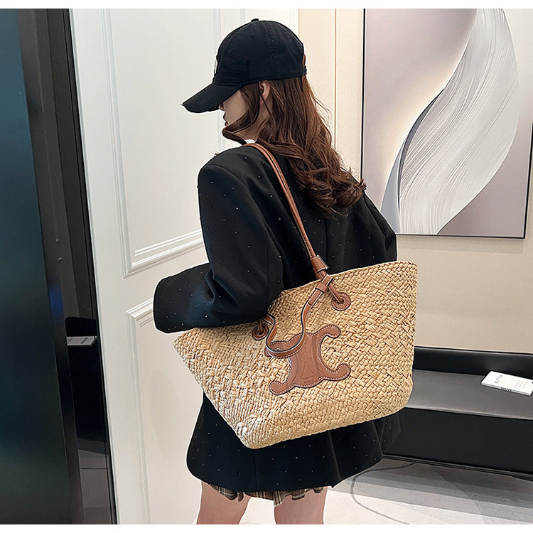 【小物】2色大容量カゴバッグF7833