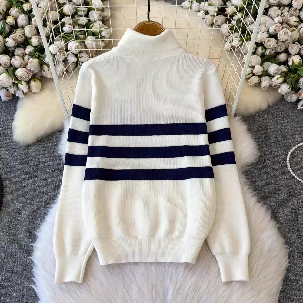 【set】ジップアップハイネックセーター K0131