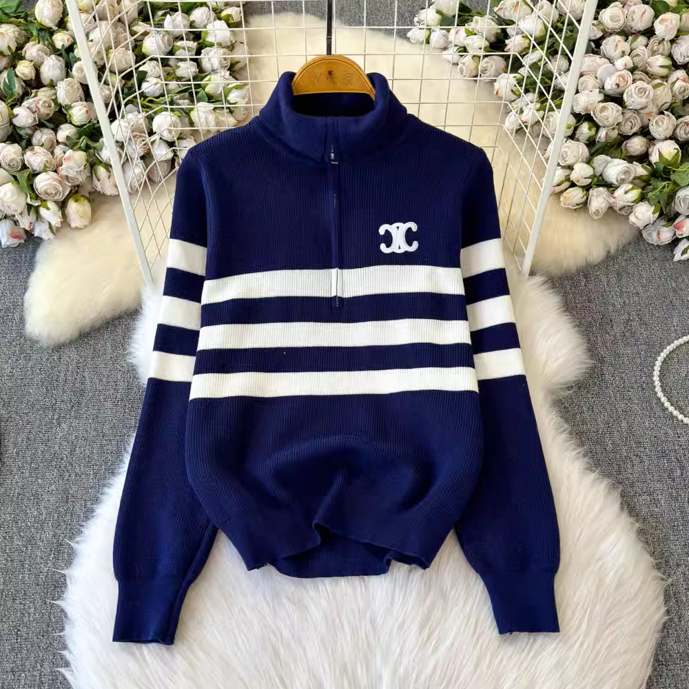 【set】ジップアップハイネックセーター K0131