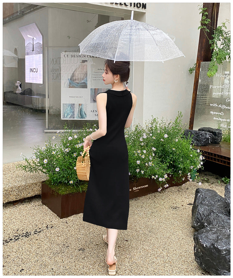 【dress】折り襟ニットキャミワンピースG22602