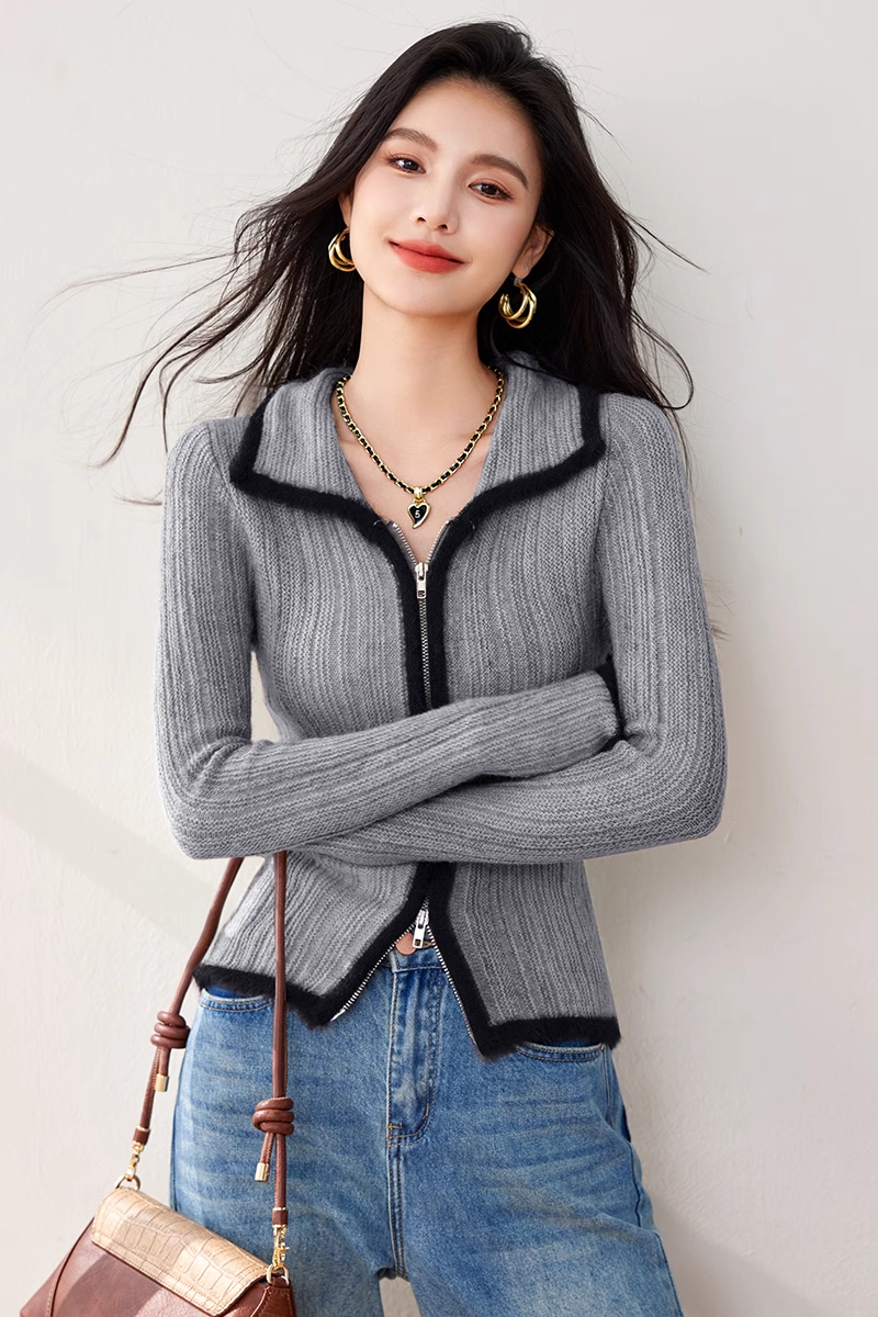 【set】ジップアップハイネックセーター K0133