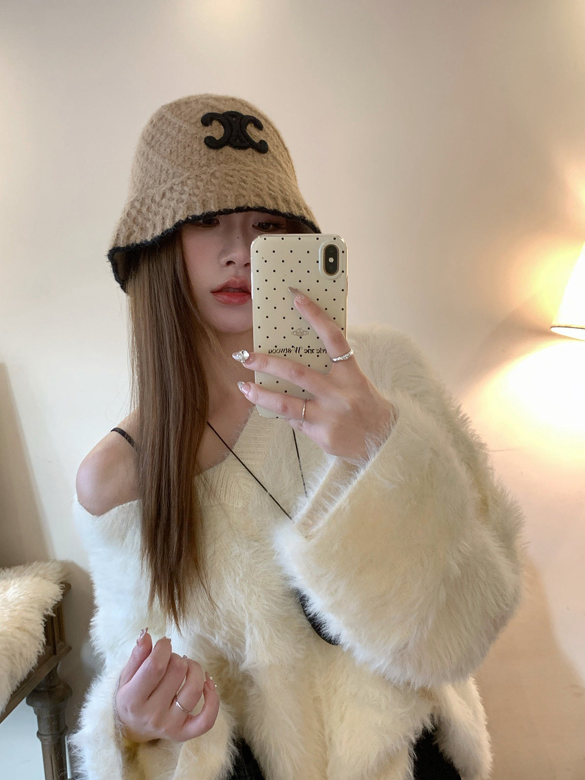 【小物】2色秋冬ニットサファリハットF8395