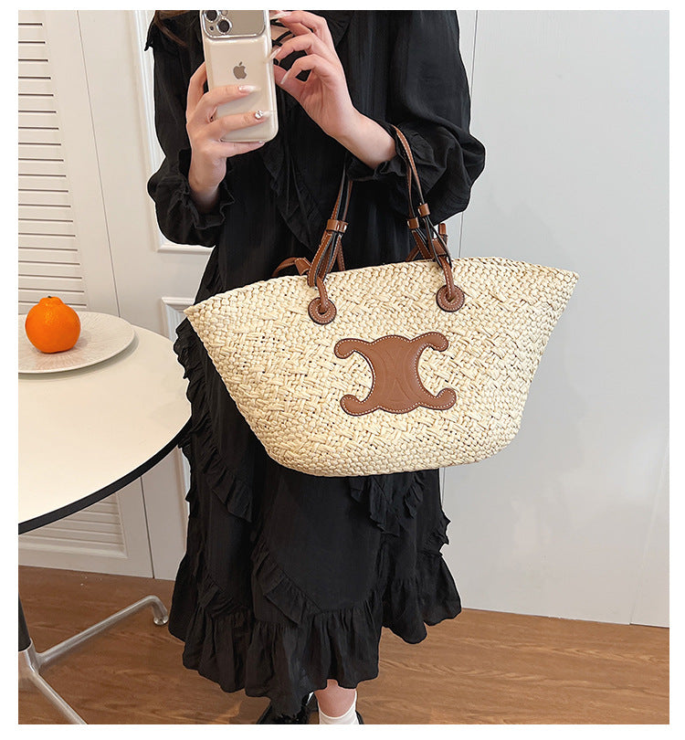 【小物】2色大容量カゴバッグF7833