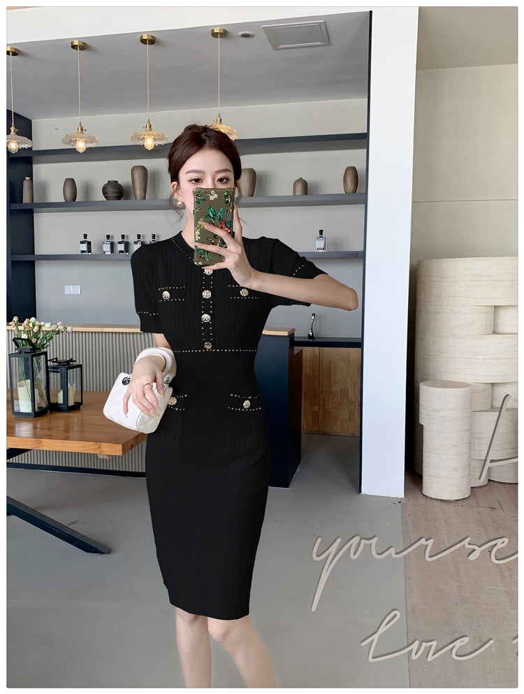 【dress】ラウンドネックニットワンピースG22102