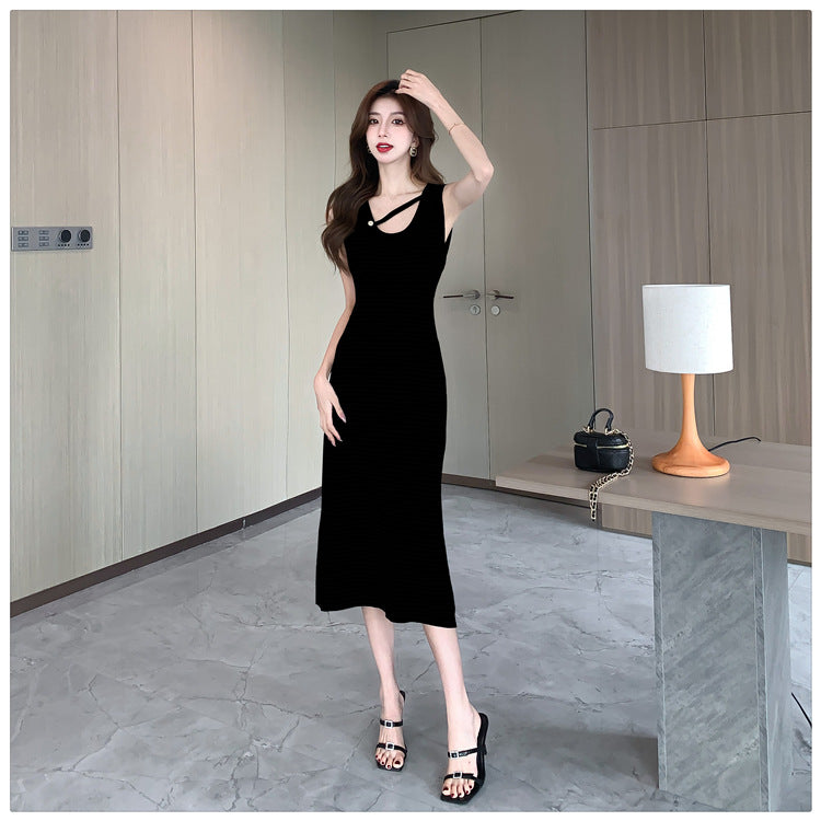 【dress】UネックノースリーブニットワンピースG21835