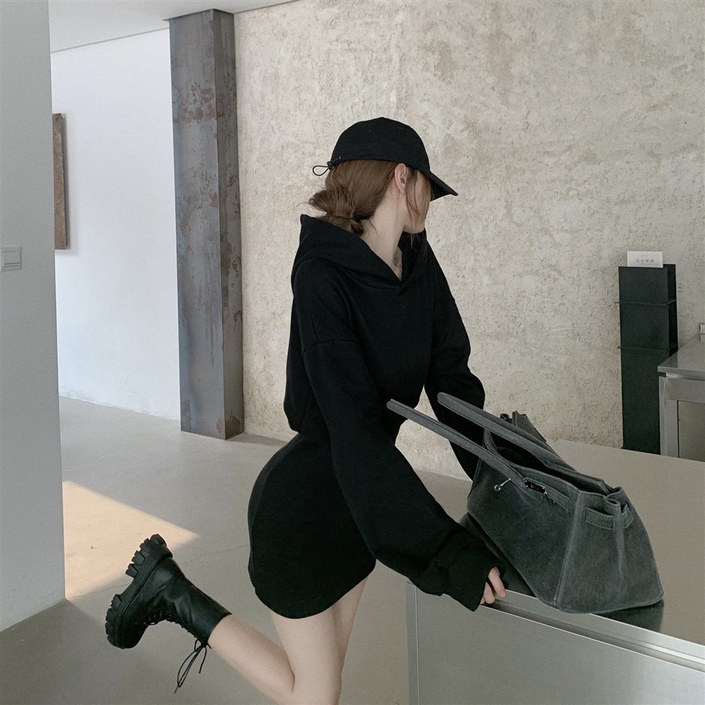 【dress】フード付き長袖ワンピースF8320