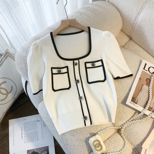 【tops】スクエアネックニットトップスG21809