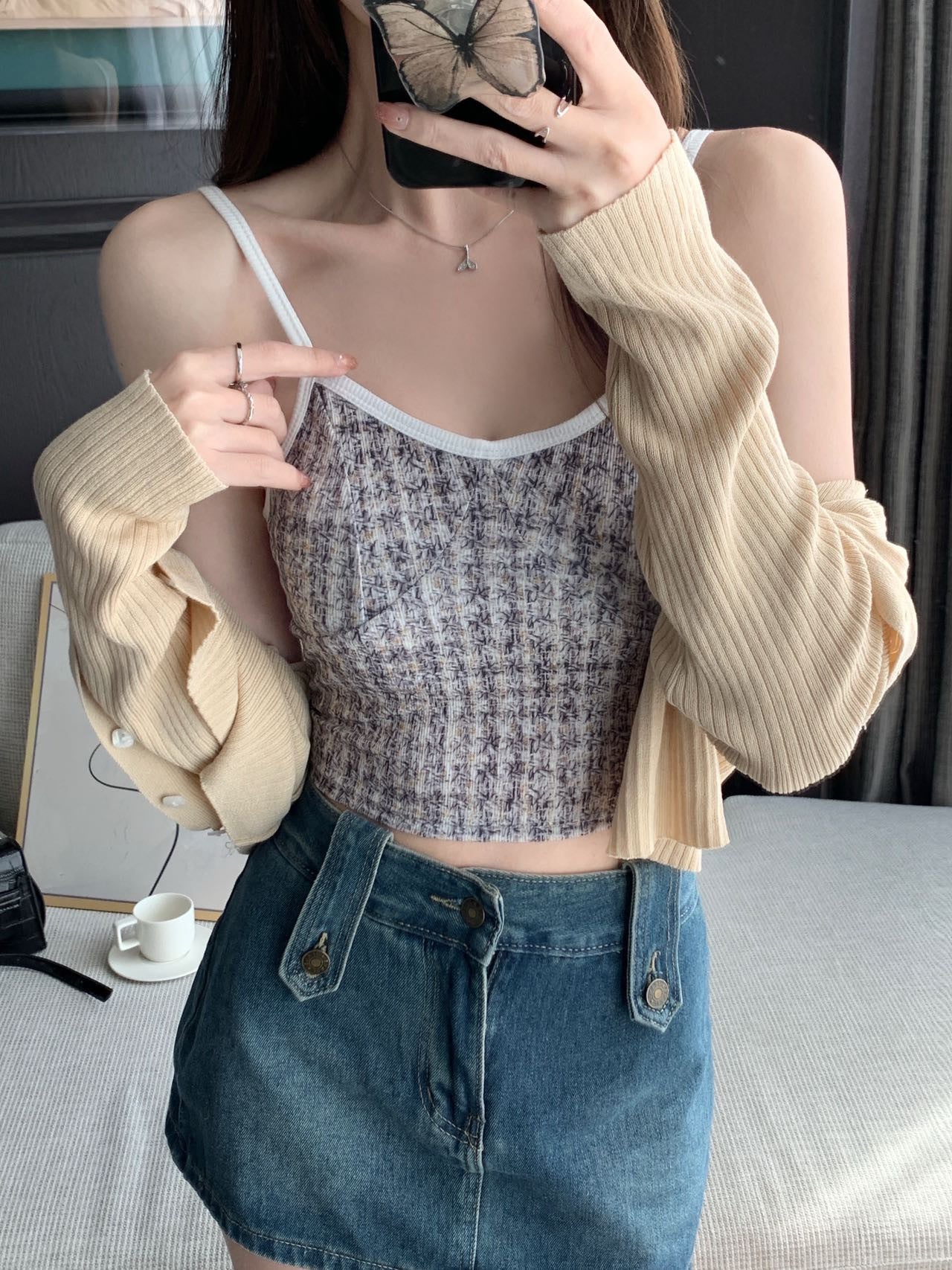 【tops】4色VネックタンクトップF7594