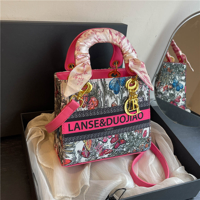 【小物】2way花柄バッグF7785