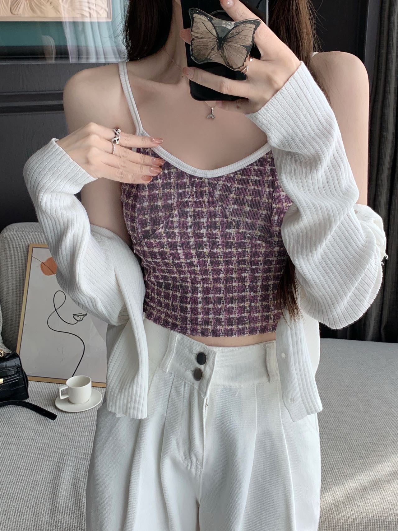 【tops】4色VネックタンクトップF7594