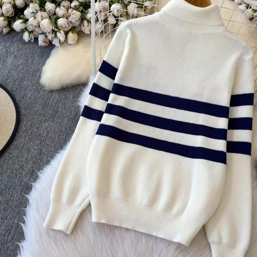 【set】ジップアップハイネックセーター K0131