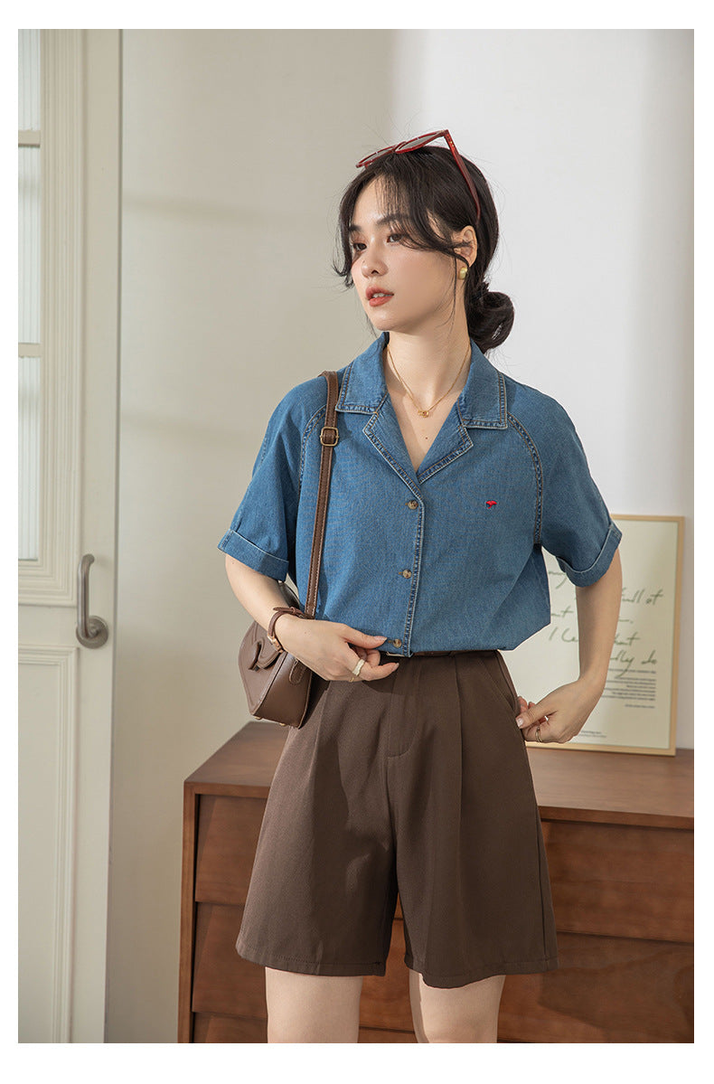 【tops】ファッションデニムブラウスG21947