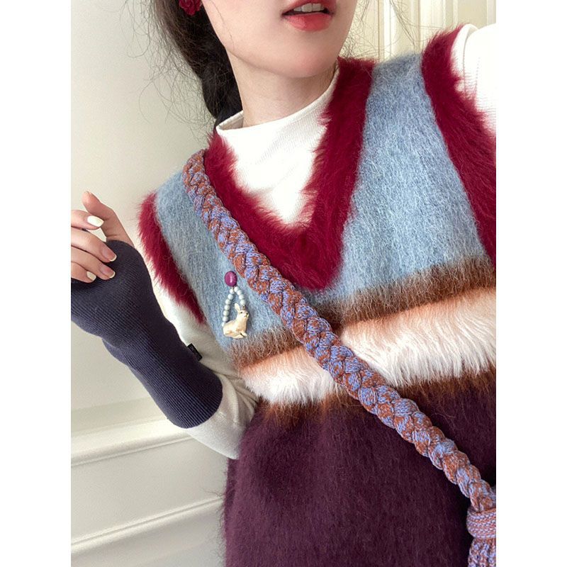 【tops】Vネック秋冬ニットチョッキG24078