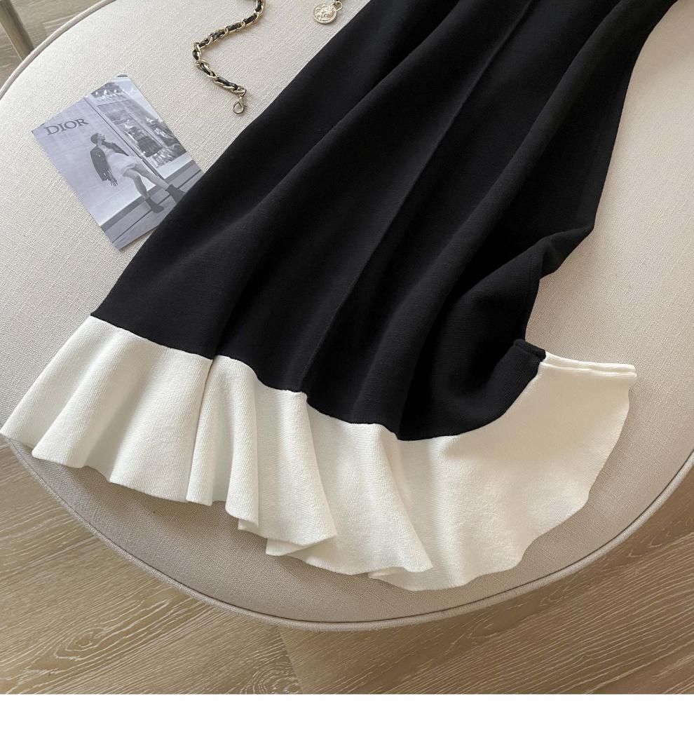 【dress】フリル体型カバーニットワンピースG21827