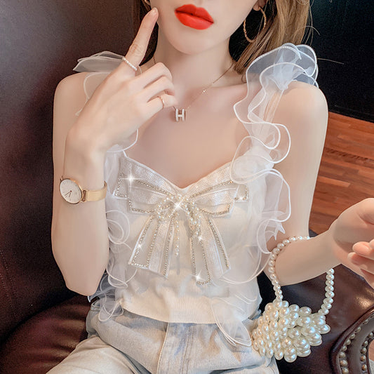 【tops】レースビーズニットキャミソールG22137