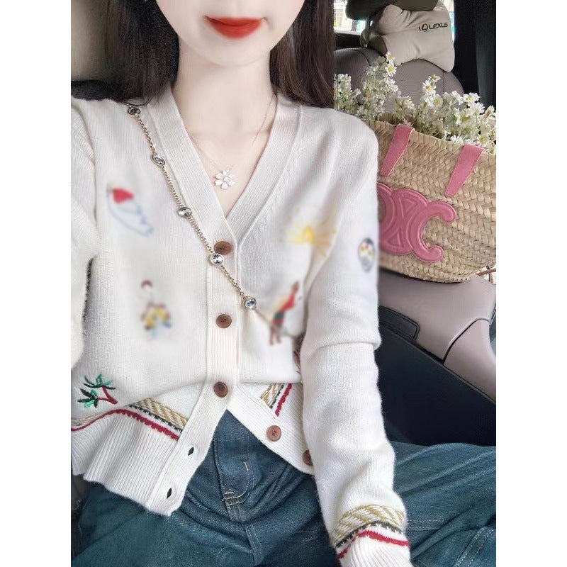 【outer】Vネック長袖ニットカーディガンG24321