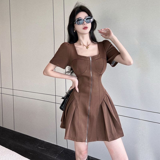 【dress】スクエアネックファスナーデートワンピースG21735