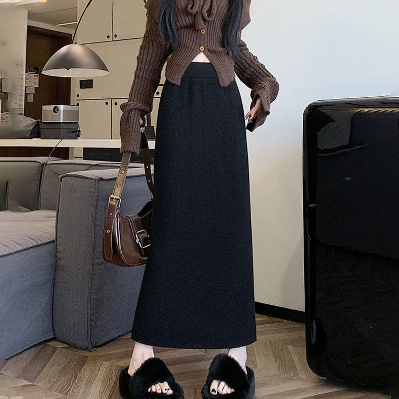 【bottoms】厚手裏起毛ニットスカートG24425