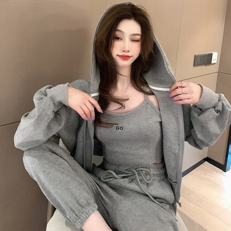 【set】カジュアルアウター+キャミソール+パンツ3点セットF8280