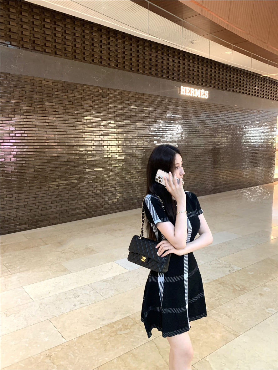 【dress】チェック柄ニットワンピースG21664