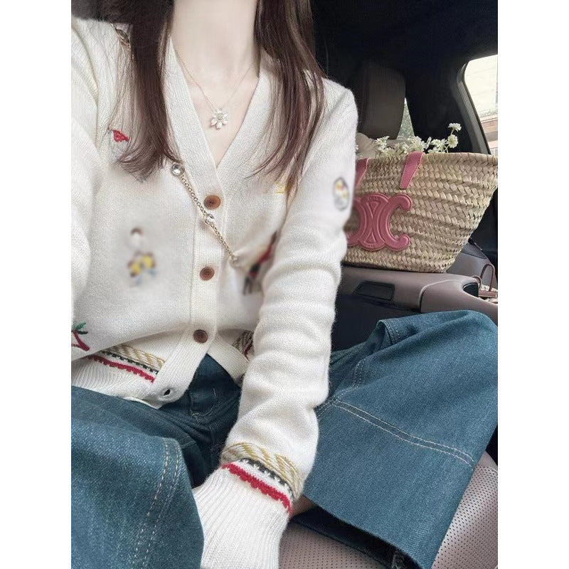 【outer】Vネック長袖ニットカーディガンG24321