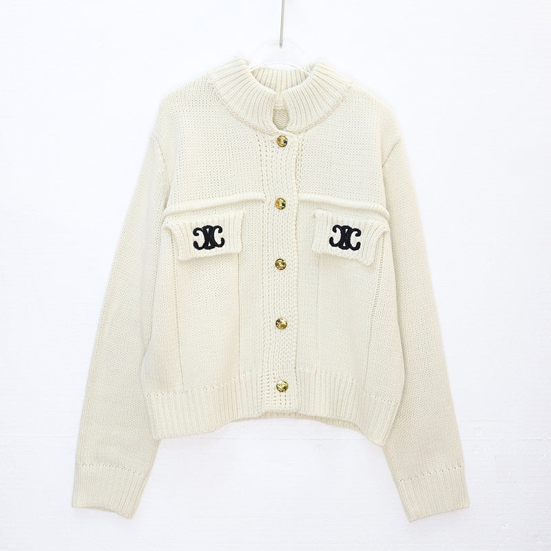 【outer】ラウンドネックニットカーディガンF8340