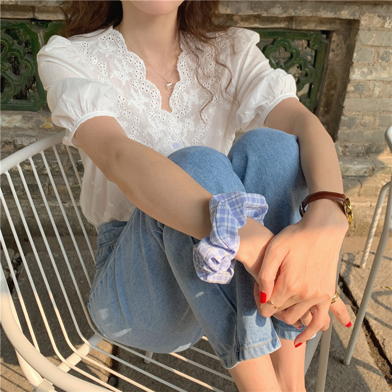 【tops】VネックパフスリーブブラウスG22041