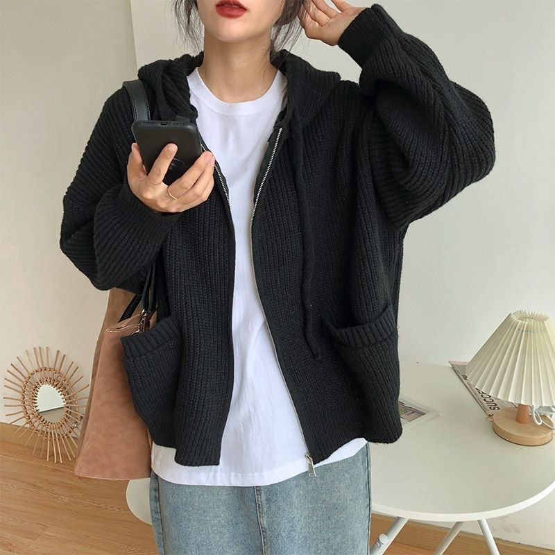 【outer】ラウンドネックニットカーディガンF8339