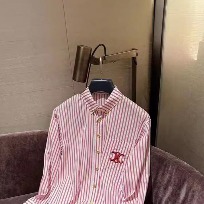 【tops】ストライプ柄長袖シャツG23438