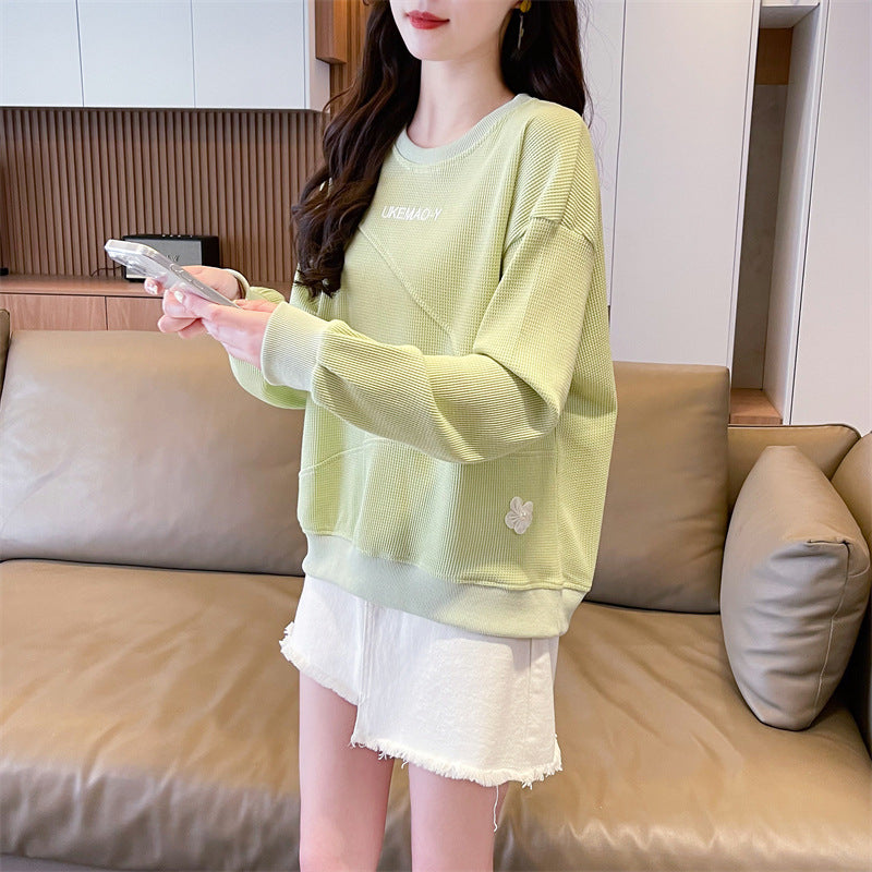 【tops】3色ラウンドネック長袖パーカーF8262