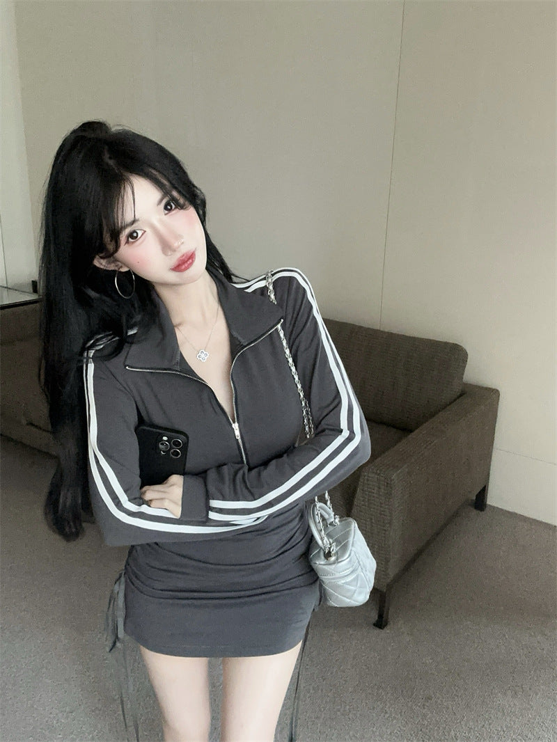 【dress】POLOネック長袖タイトワンピースG24513