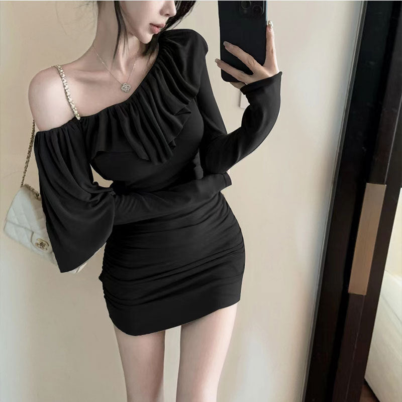 【dress】オフショルダーフリル長袖ワンピースG24378