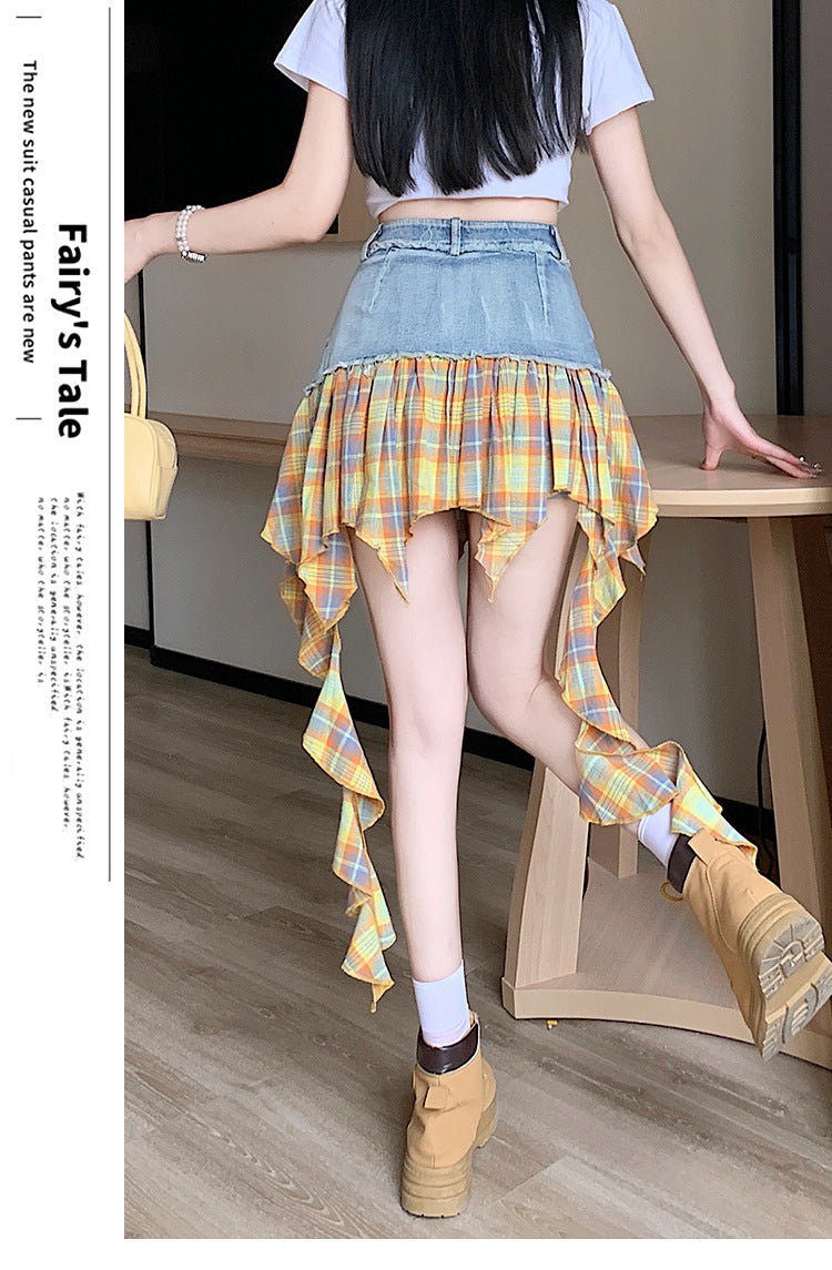 【bottoms】イレギュラー切り替えデニムスカートG22402