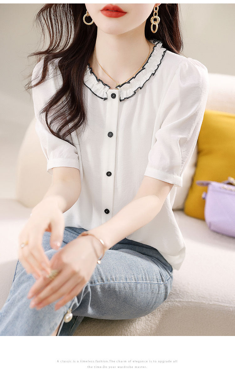 【tops】OL通勤タックネックブラウスG21934