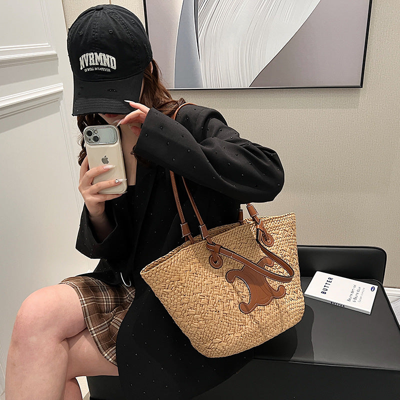 【小物】2色大容量カゴバッグF7833