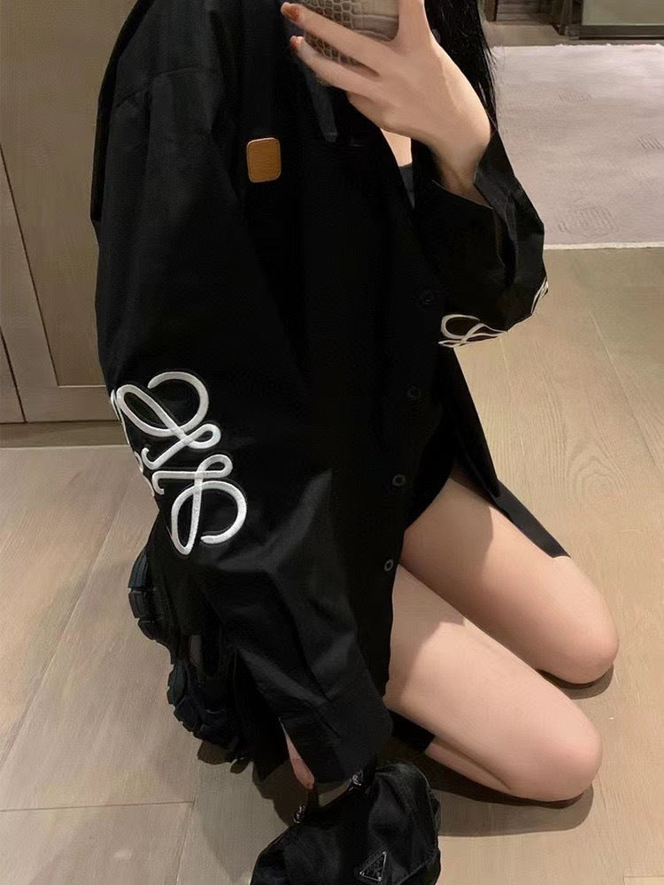 【tops】ポロカラー長袖ブラウスF7933