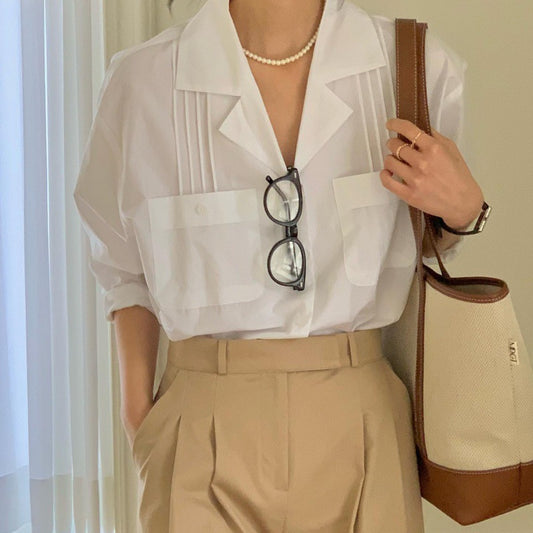 【tops】デザイン長袖シャツG23079