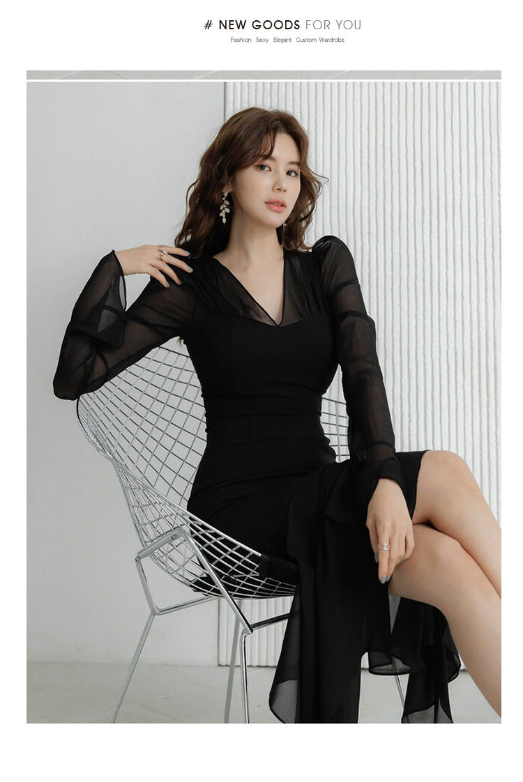 【dress】VネックフリルデートワンピースG22406