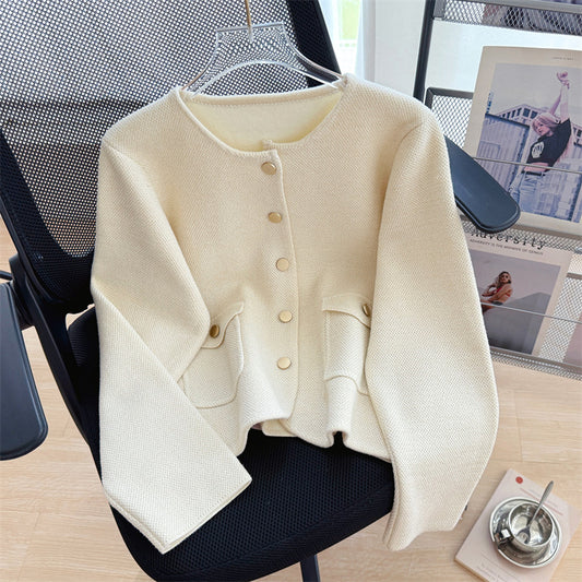 【outer】ラウンドネックニットカーディガンG23243